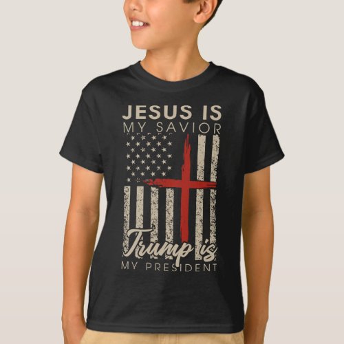 Is My Savior Trump Is My President 2024 Usa Flag C T_Shirt