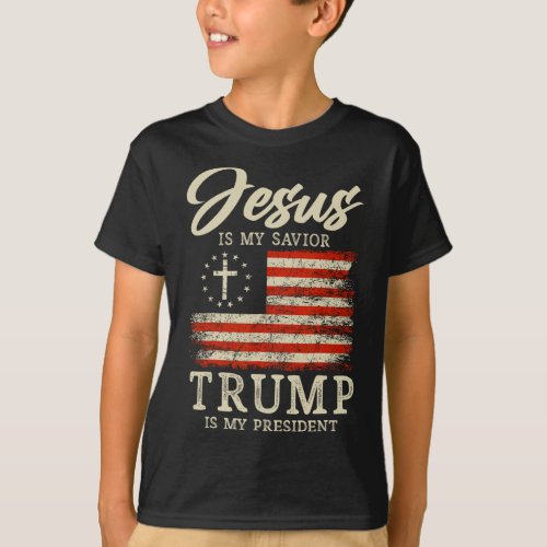 Is My Savior Trump Is My President 2024 Usa Flag C T_Shirt