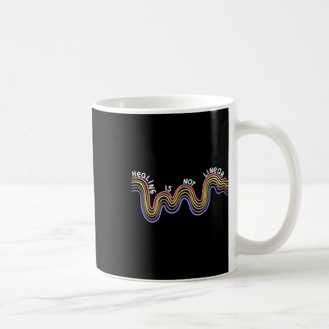 Is Not Linear Mental Health Awareness Rainbow  Coffee Mug (Right)