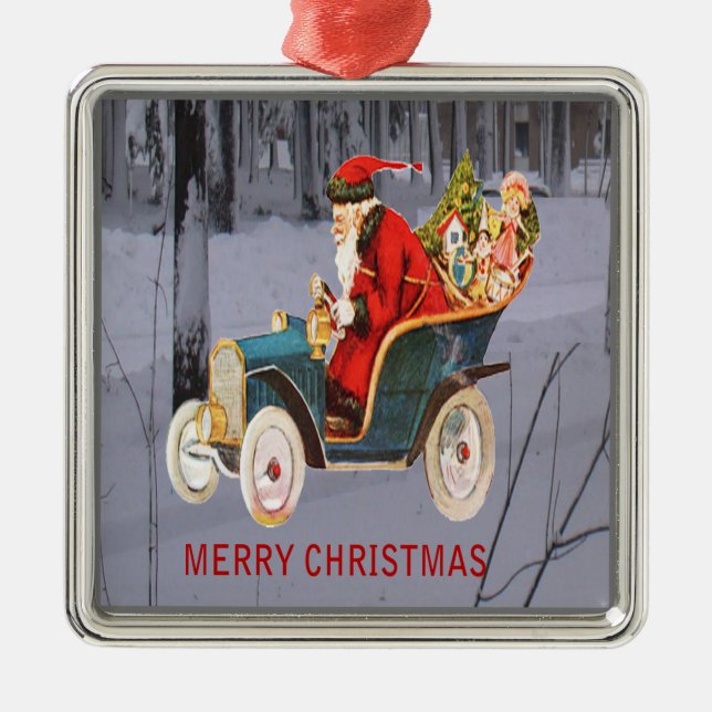 Is Santa Driving to Your Town Premium Sq Ornament (Front)