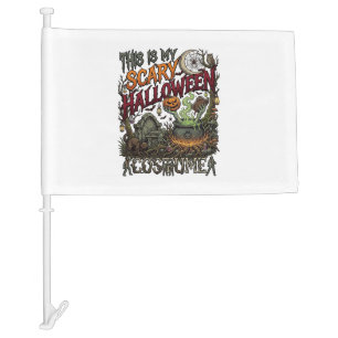 Is Scary Halloween Costume Cauldron Pumpkin Cat_1 Car Flag