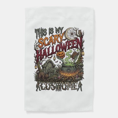 Is Scary Halloween Costume Cauldron Pumpkin Cat_1 Garden Flag