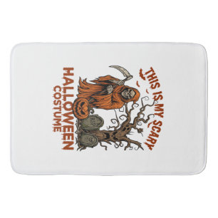 Is Scary Halloween Costume Orange Reaper Pumpkin_1 Bath Mat