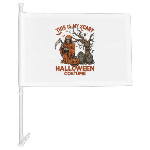 Is Scary Halloween Costume Orange Reaper Pumpkin_1 Car Flag