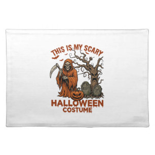 Is Scary Halloween Costume Orange Reaper Pumpkin_1 Cloth Placemat