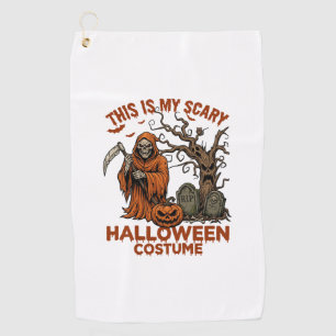 Is Scary Halloween Costume Orange Reaper Pumpkin_1 Golf Towel