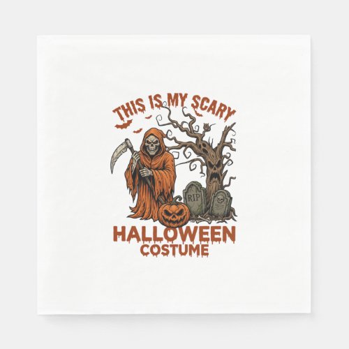 Is Scary Halloween Costume Orange Reaper Pumpkin_1 Napkins