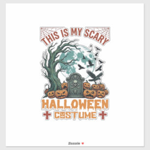 Is Scary Halloween Costume Tombstone Pumpkins Moon Sticker