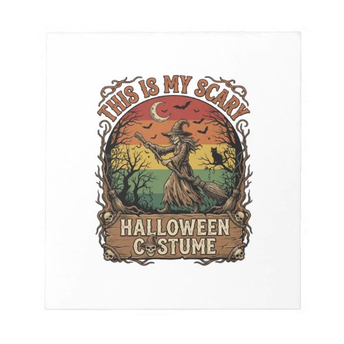 Is Scary Halloween Costume Witch Broom Cat Notepad