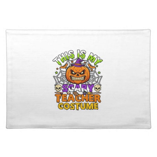 Is Scary Teacher Costume Haloween Pumpkin Witch Ha Cloth Placemat