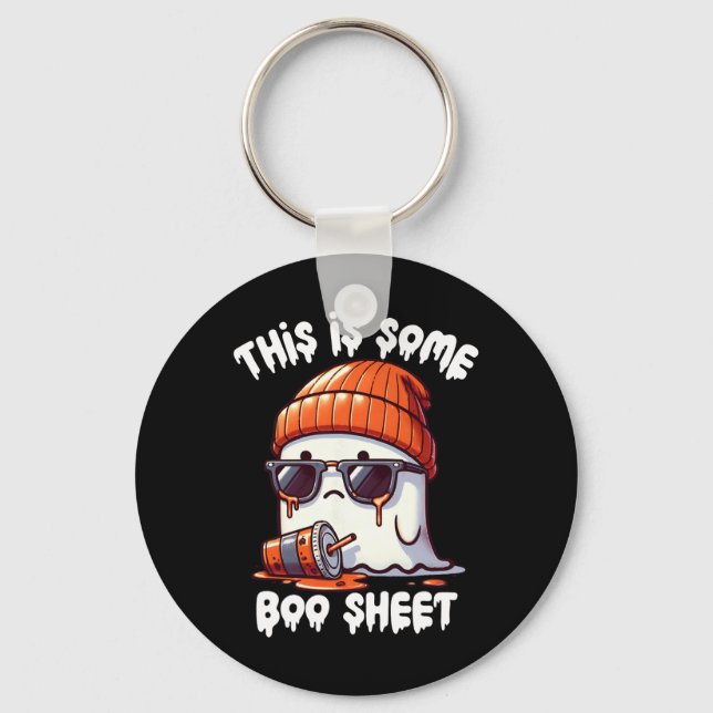Is Some Boo Sheet Funny Ghost Spooky Season Hallow Keychain (Front)