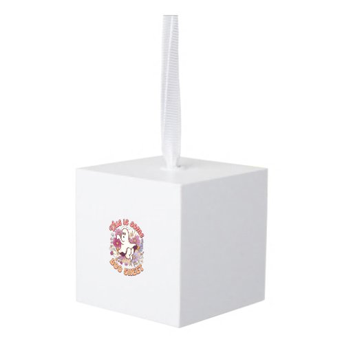 Is Some Boo Sheet Ghost Retro Flowers_1 Cube Ornament