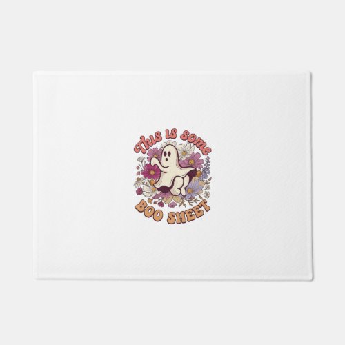 Is Some Boo Sheet Ghost Retro Flowers_1 Doormat