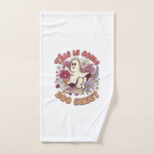 Is Some Boo Sheet Ghost Retro Flowers_1 Hand Towel