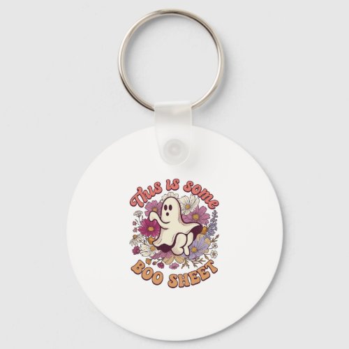 Is Some Boo Sheet Ghost Retro Flowers_1 Keychain