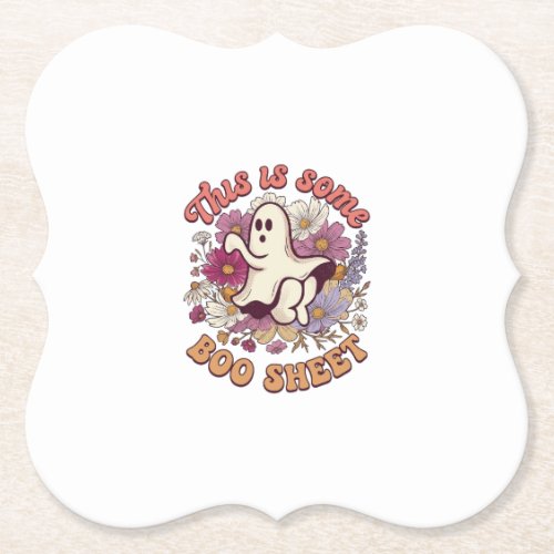 Is Some Boo Sheet Ghost Retro Flowers_1 Paper Coaster