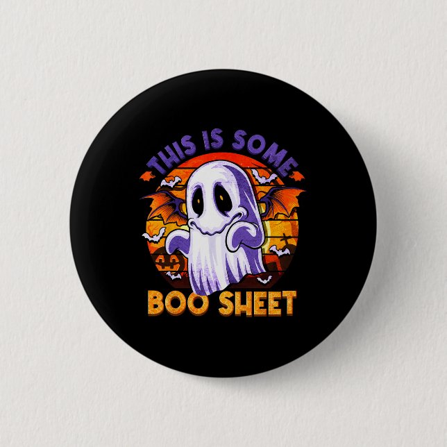 Is Some Boo Sheet Ghost Spooky Halloween Men Women Button (Front)
