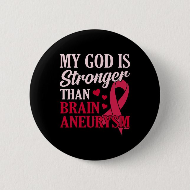 Is Stronger Than Brain Aneurysm Awareness Month Gr Button (Front)