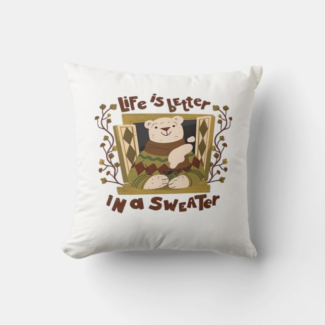 Is Sweater! Autumn It’s Fall Y’all Throw Pillow (Front)