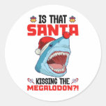 Is That Santa Kissing The Megalodon! - Megalodon C Classic Round Sticker