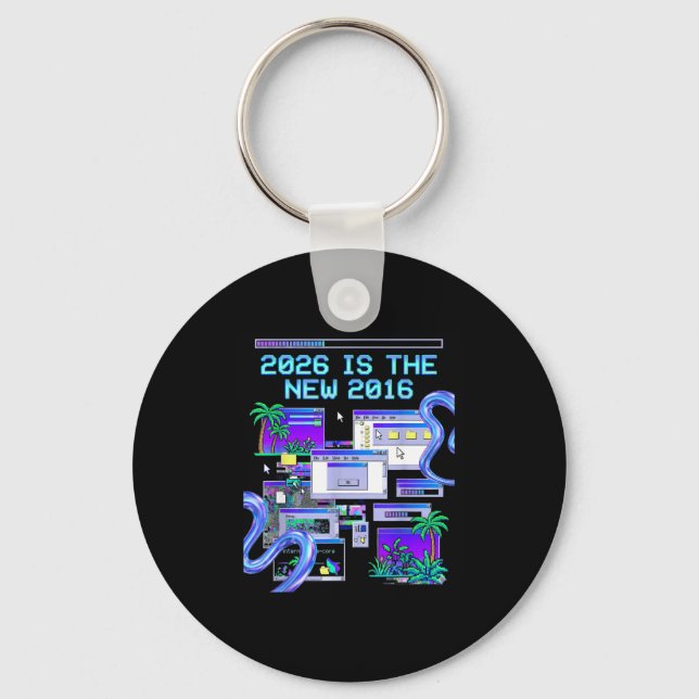 Is The 2016 Vaporwave Pixel Computer Aesthetic Keychain (Front)