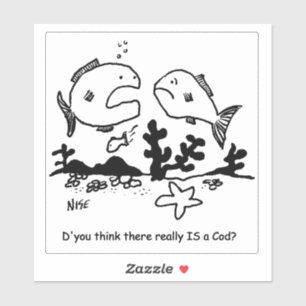 Is There a Cod? Cartoon. Sticker