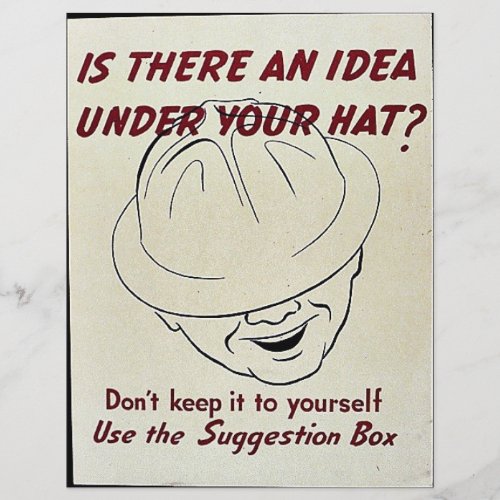 Is There An Idea Under Your Hat Suggestion Box Flyer