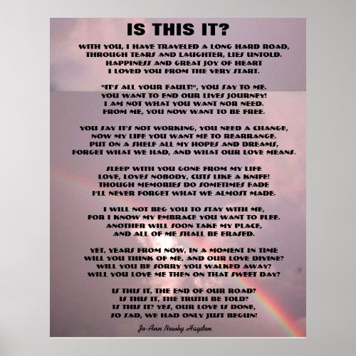 IS THIS IT POEM poster