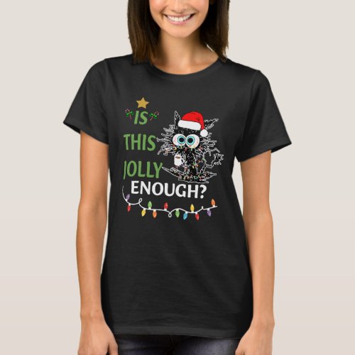 Is This Jolly Cat Enough With Christmas Hat  T_Shirt
