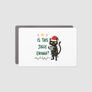 Is This Jolly Enough Black Cat Merry Christmas Tre Car Magnet