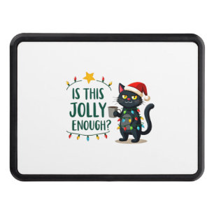 Is This Jolly Enough Black Cat Merry Christmas Tre Hitch Cover