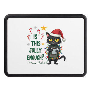 Is This Jolly Enough Black Cat Merry Christmas Tre Hitch Cover