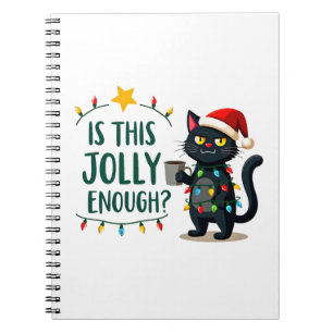 Is This Jolly Enough Black Cat Merry Christmas Tre Notebook