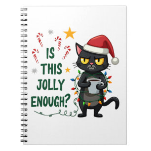 Is This Jolly Enough Black Cat Merry Christmas Tre Notebook