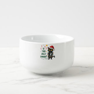 Is This Jolly Enough Black Cat Merry Christmas Tre Soup Mug