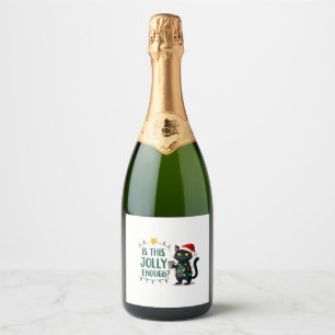 Is This Jolly Enough Black Cat Merry Christmas Tre Sparkling Wine Label