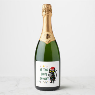 Is This Jolly Enough Black Cat Merry Christmas Tre Sparkling Wine Label