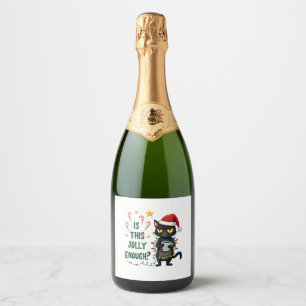 Is This Jolly Enough Black Cat Merry Christmas Tre Sparkling Wine Label