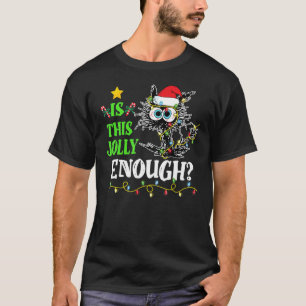 Is This Jolly Enough Black Cat Merry Christmas Tre T-Shirt