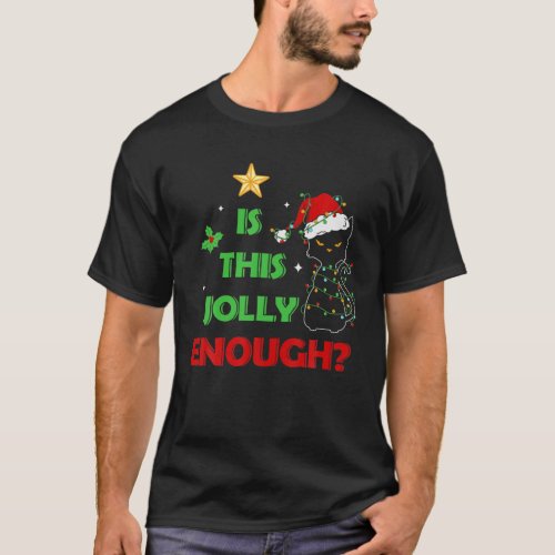 Is This Jolly Enough Christmas Cute Cat Lights Fun T_Shirt