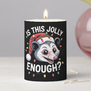 Is This Jolly Enough? Christmas Opossum Sarcastic Pillar Candle