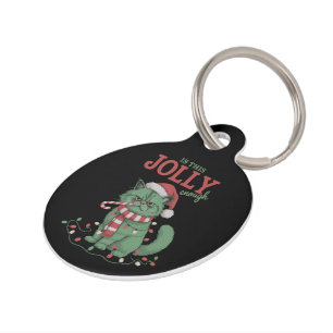 Is This Jolly Enough Cute Cat Christmas Party Pet ID Tag