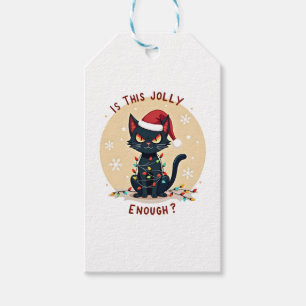 Is This Jolly Enough Funny Black Cat Christmas Tre Gift Tags
