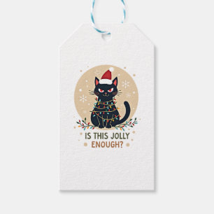 Is This Jolly Enough Funny Black Cat Christmas Tre Gift Tags