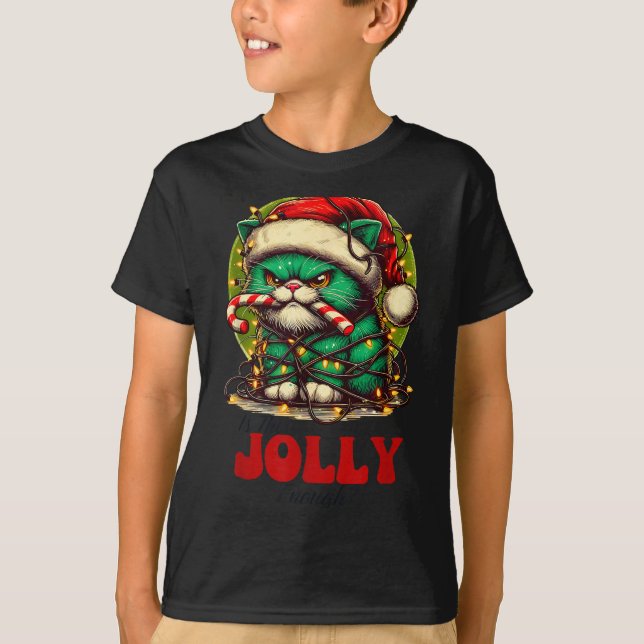 Is This Jolly Enough_ Funny Cat For Christmas Sarc T-Shirt (Front)