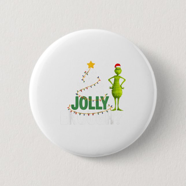 Is This Jolly Enough Funny Christmas Tree Lights H Button (Front)
