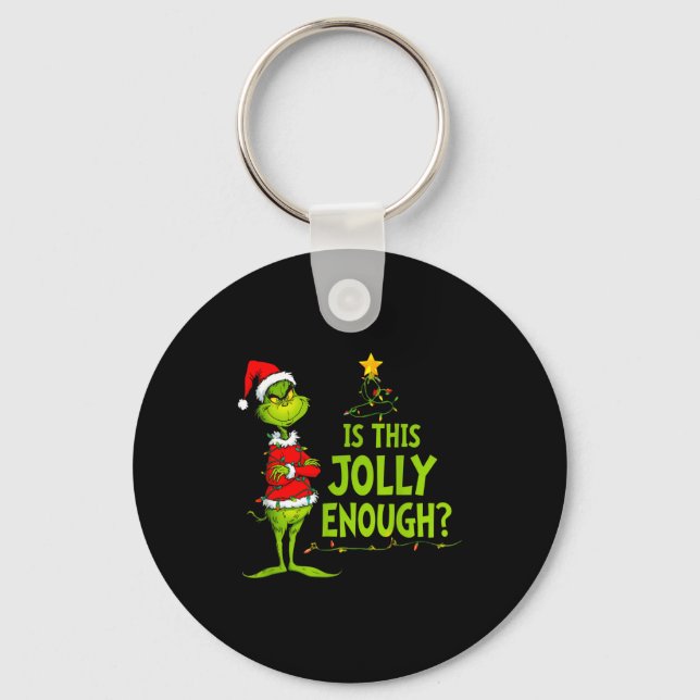 Is This Jolly Enough Funny Christmas Tree Lights H Keychain (Front)