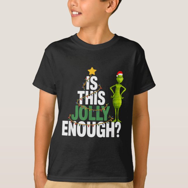 Is This Jolly Enough Funny Christmas Tree Lights H T-Shirt (Front)