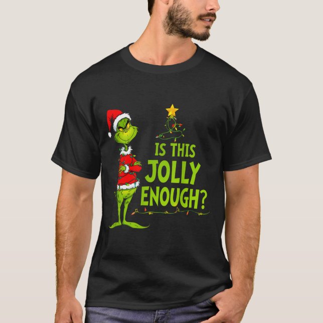 Is This Jolly Enough Funny Christmas Tree Lights H T-Shirt (Front)