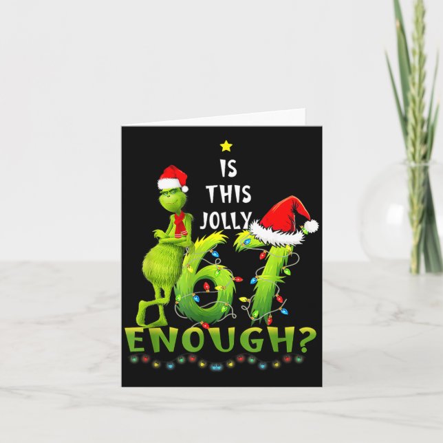 Is This Jolly Enough,green Christmas Tree Light Me Card (Front)